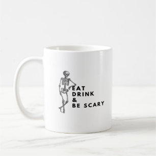 Caneca De Café Coma Beba E Seja Assustador Halloween Esqueleto Vi
