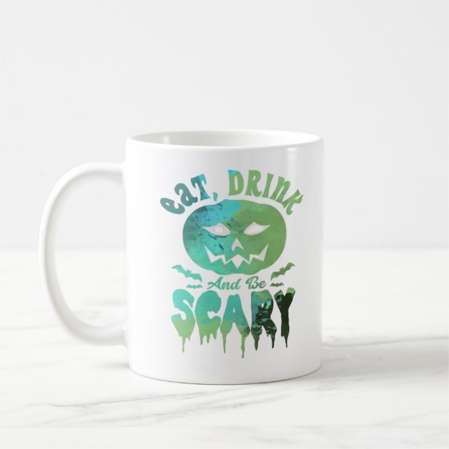 Caneca De Café Coma, Beba E Seja Assustador Luz de Halloween (Esquerda)