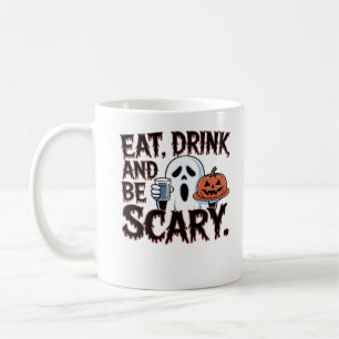 Caneca De Café Coma Beba Seja Assustador Abóbora de Halloween Est