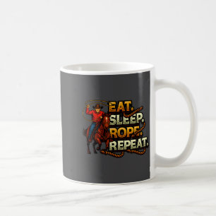 Caneca De Café Coma Corda Sono Repita Equipe Rong Rodeio Cowboy 