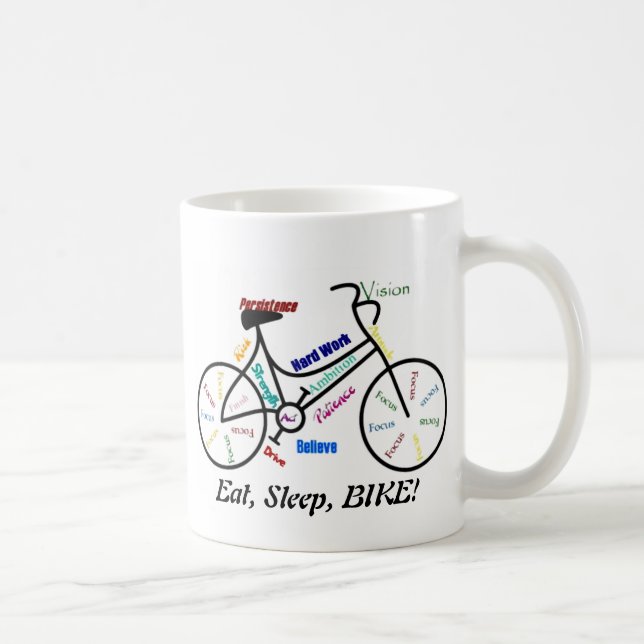 Caneca De Café Coma, Dorme, BICICLETA! Palavras Motivacionais Div (Direita)