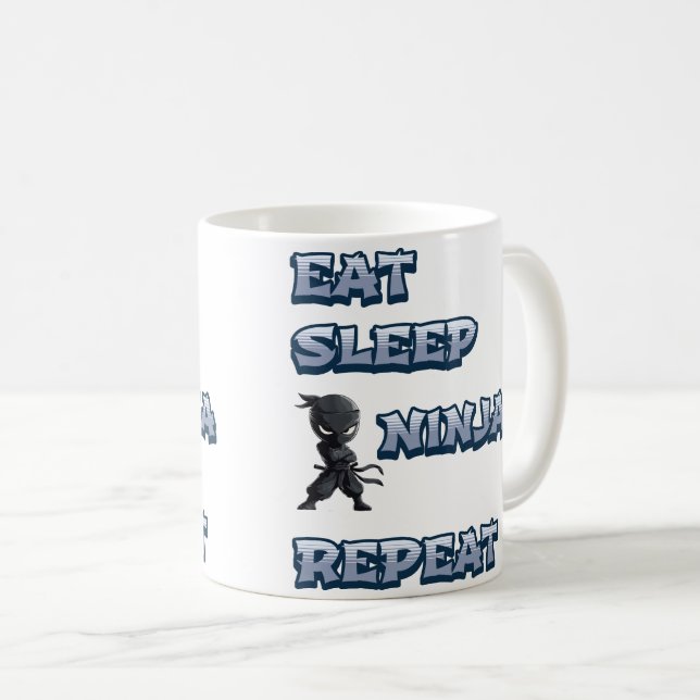 Caneca De Café Coma, Dorme, Ninja, Repita (Frente Esquerda)