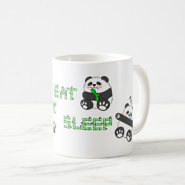 Caneca De Café Coma Dormir Bela Bebê Panda Confortável (Frente Esquerda)