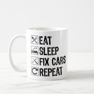 Caneca De Café Coma Dormir Consertar Carros Repetir Avô Mecânico