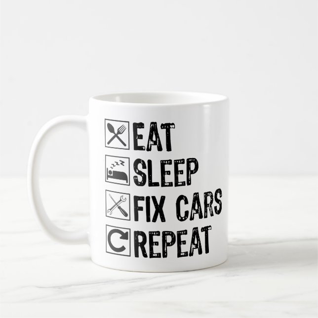Caneca De Café Coma Dormir Consertar Carros Repetir Avô Mecânico  (Esquerda)