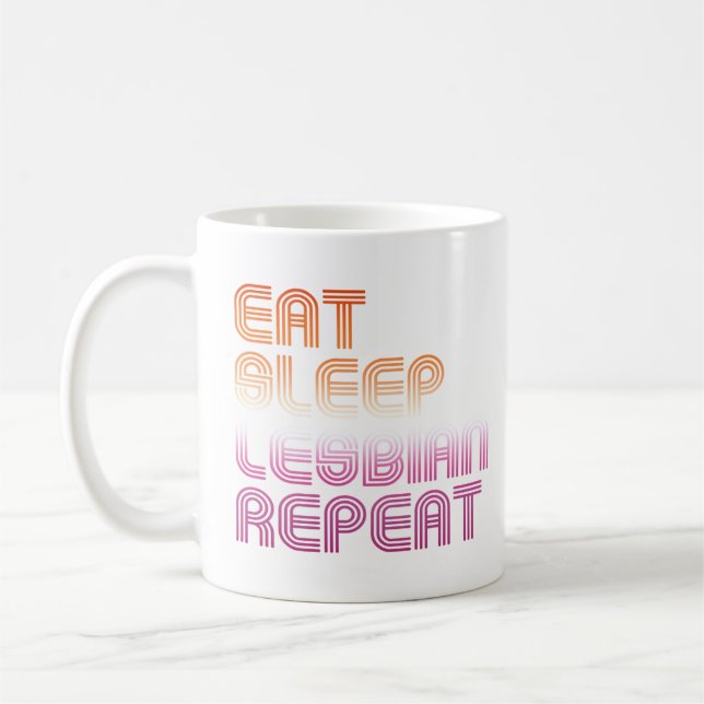 Caneca De Café Coma Dormir Lésbica Repetir (Esquerda)