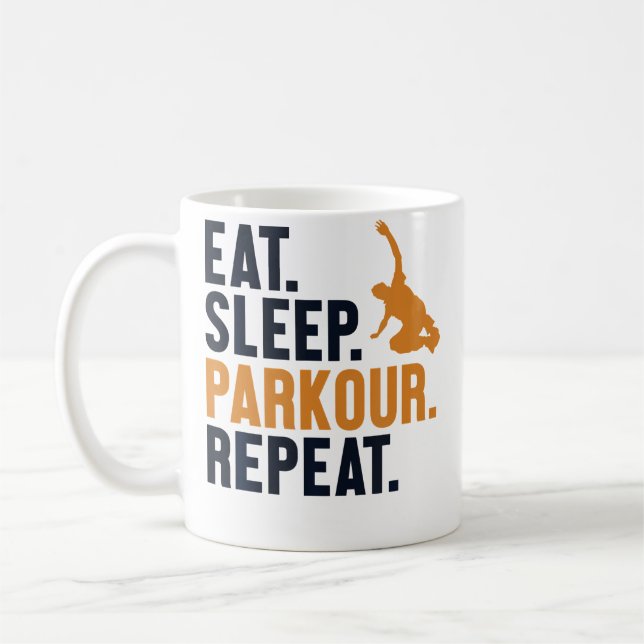 Caneca De Café Coma Dormir Parkour Repetir Treinamento Parede Exe (Esquerda)