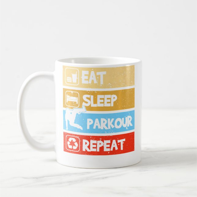 Caneca De Café Coma Dormir Parkour Repita Freerunning Parkour Cor (Esquerda)