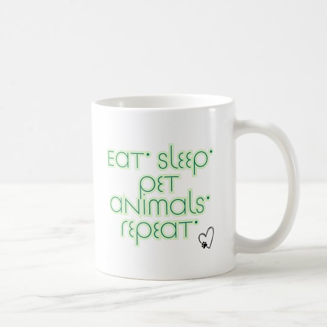 Caneca De Café Coma. Durma. Animais de estimação. Repita. - Anima (Direita)