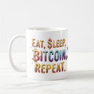 Caneca De Café Coma, Durma, Bitcoin, Repita Uma Criptomoeda