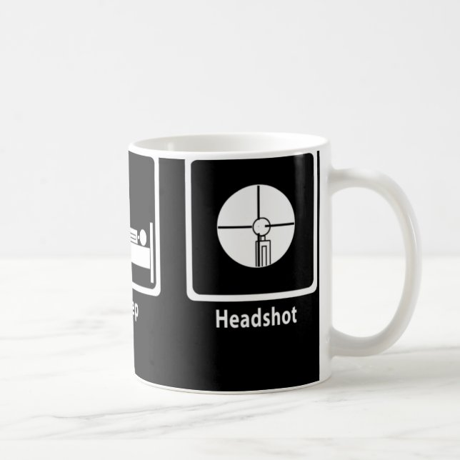 Caneca De Café Coma, durma, Headshot - Gamer de FPS (Direita)