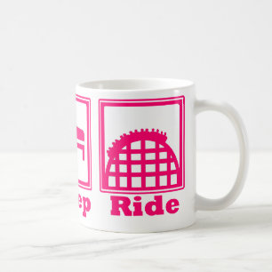 Caneca De Café Coma, durma, & monte (montanhas russas) - rosa