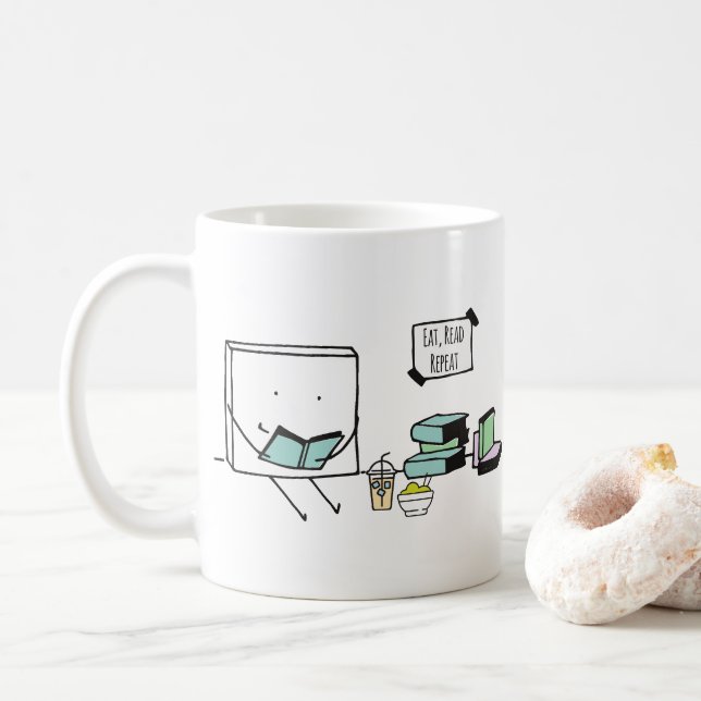 Caneca De Café Coma, Leia, Repita o Lover do Livro (Com Donut)