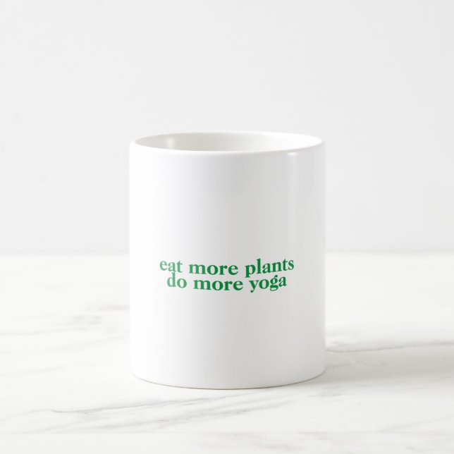 Caneca De Café Coma mais plantas faz mais ioga-vegano-vegetariana (Centro)