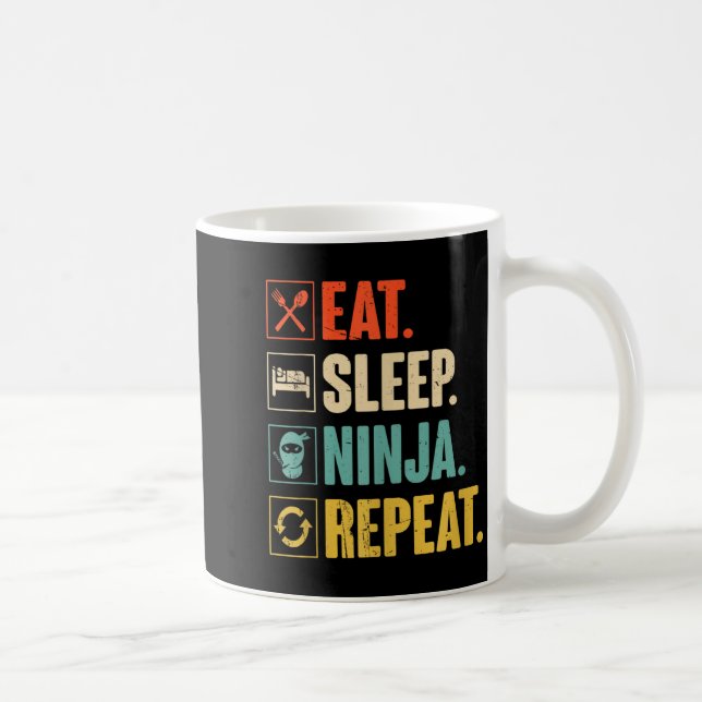 Caneca De Café Coma Ninja Repetir Engraçado Ninja Marcial (Direita)