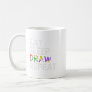 Caneca De Café Coma o Desenhar do sono Repetir Tinta Engraçada De