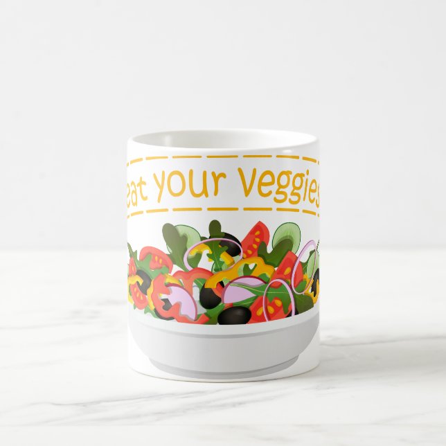 Caneca De Café Coma seus vegetais Cite salada fresca misturar tig (Centro)