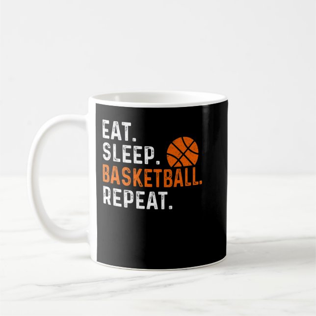 Caneca De Café Coma Sono Basquete Repete Jogada Engraçada de Basq (Esquerda)
