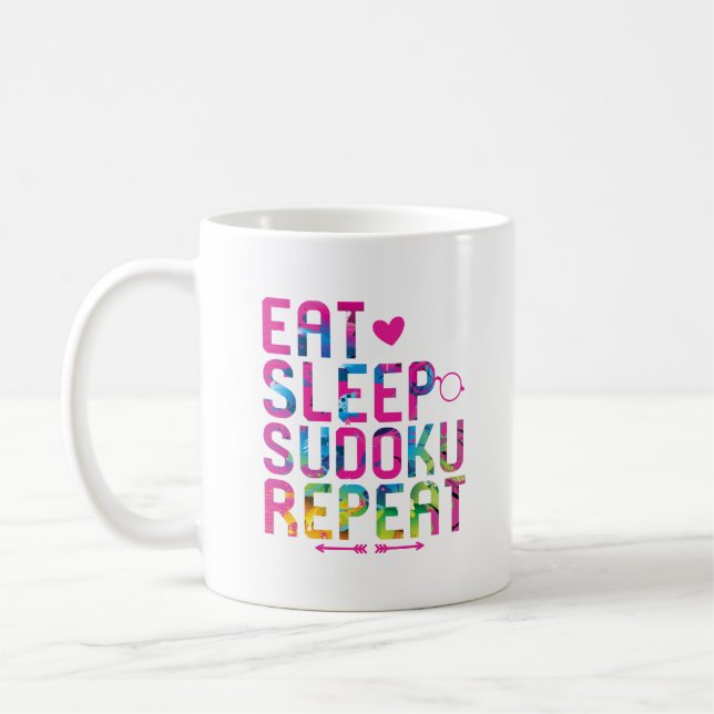 Caneca De Café Coma Sono Sudoku Repetir A Mente Nítida (Esquerda)