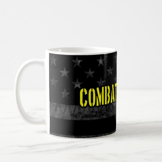 Caneca De Café Combat Engineer Subdued American Flag (Esquerda)