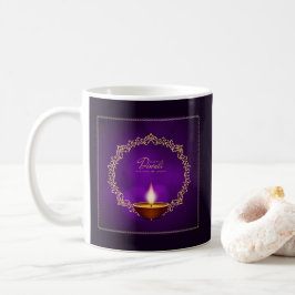 Caneca De Café Combinação de Happy Diwali Purple