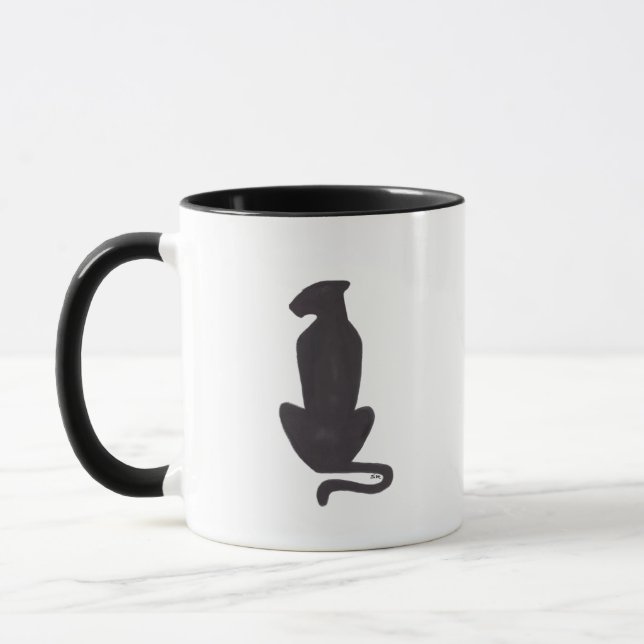 Caneca de café combinada de Silhouette Gato Preto (Esquerda)