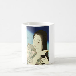 Caneca De Café Combing Her Hair (Bela Mulher Asiática) (Kotondo)