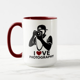 Caneca de Café Combo de Design de Coração Vermelho