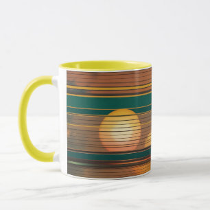 Caneca de Café Combo Linhas Pôr do Sol Retro