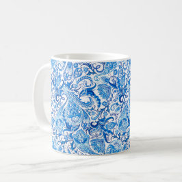 Caneca De Café Combo Mug - Paisley em Azul e Branco