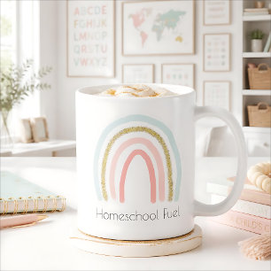 Caneca De Café Combustível para Ensino em Casa Mãe Arco-íris Bril