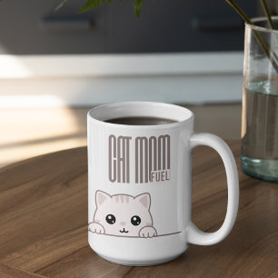 Caneca De Café Combustível Personalizável para Mãe de Gato