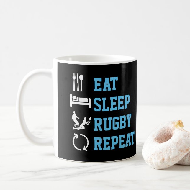 Caneca De Café Come Sleep Rugby Repete Esporte Engraçado (Com Donut)