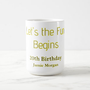 Caneca De Café começa a diversão 20º aniversário amarelo azul edi