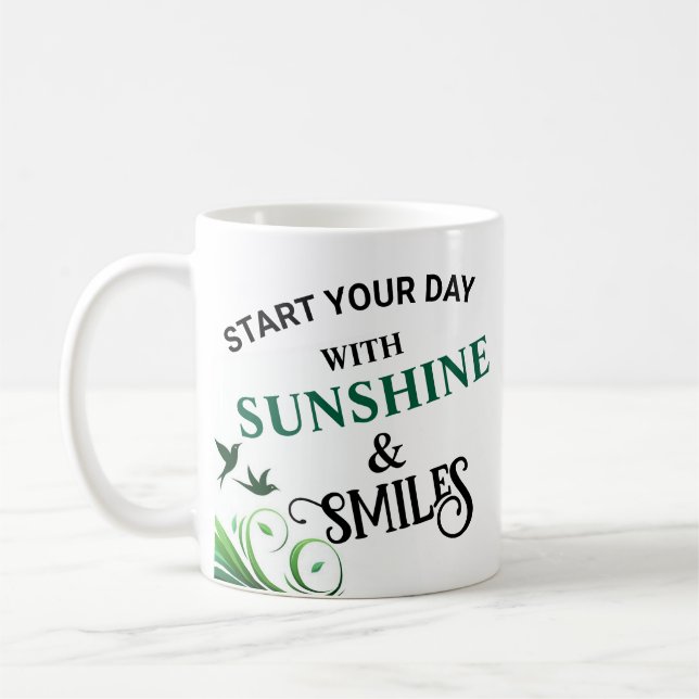 Caneca De Café Comece seu dia com Sunshine e sorria café de Desig (Esquerda)