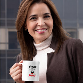 Caneca De Café Comece Seu Dia Com Um Sorriso