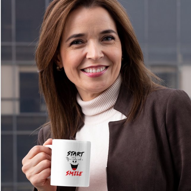 Caneca De Café Comece Seu Dia Com Um Sorriso (Criador carregado)