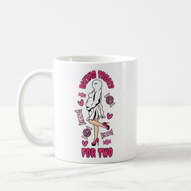 Caneca De Café "Comendo Tratamentos para Dois" Grávida Fantasma d (Esquerda)