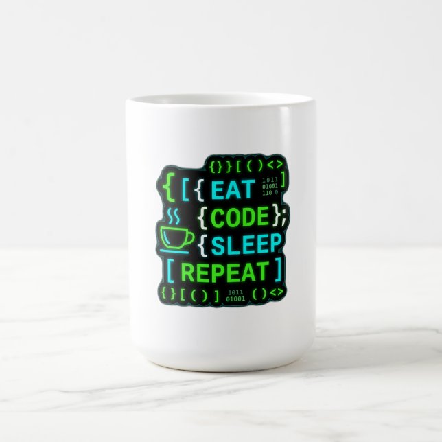 Caneca De Café Comer Codificar Dormir Repetir Humor de Programado (Centro)