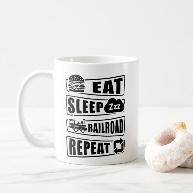 Caneca De Café Comer Comboio-Ferro Repetitivo Comboio-Vapor (Com Donut)