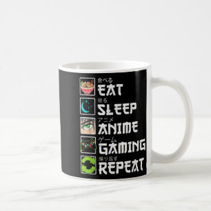 Caneca De Café Comer Dormir Anime Jogos Repetir Gamer Homens Adol