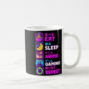 Caneca De Café Comer Dormir Anime Jogos Repetir Kawaii Otaku Anim