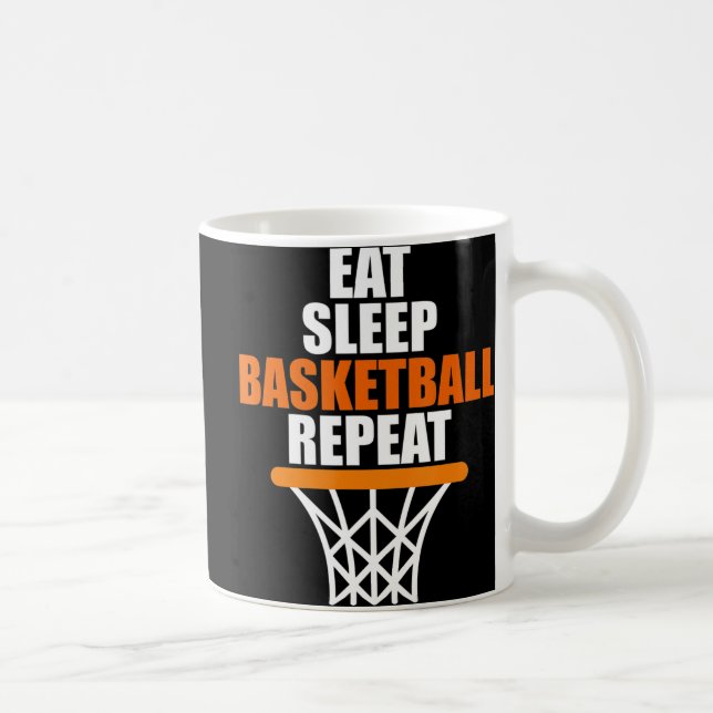 Caneca De Café Comer. Dormir. Basquete. Repetir. T para basquete (Direita)