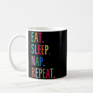 Caneca De Café Comer Dormir Cochilar Repetir Divertido Sarcástico