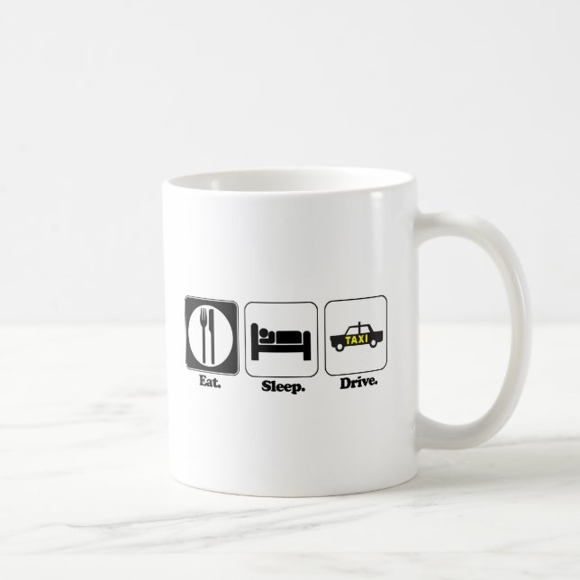 Caneca De Café comer dormir dirigir táxi (Direita)