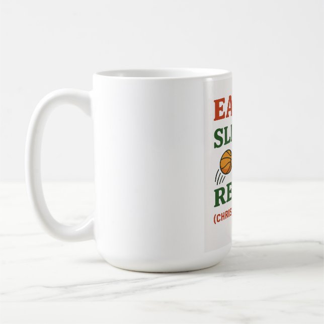 Caneca De Café Comer Dormir Dunk Repetir - Basquete Natal Diverti (Esquerda)