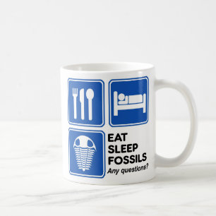 CANECA DE CAFÉ COMER, DORMIR, FÓSSEIS