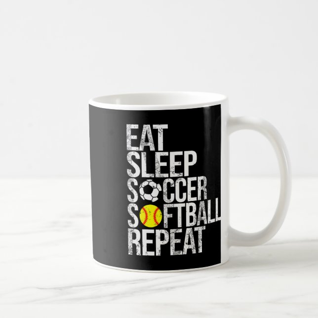Caneca De Café Comer Dormir Futebol Softll Repetir Divertido Ll (Direita)