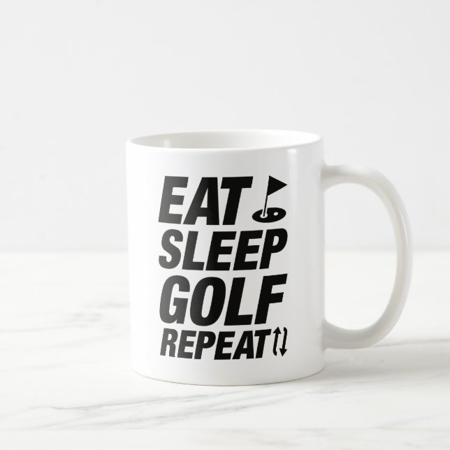 Caneca De Café Comer Dormir Golfe Repetir (Direita)