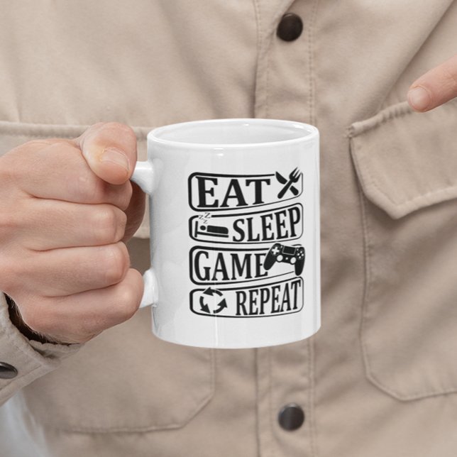 Caneca De Café Comer Dormir Jogo Repetir  Jogos (Criador carregado)